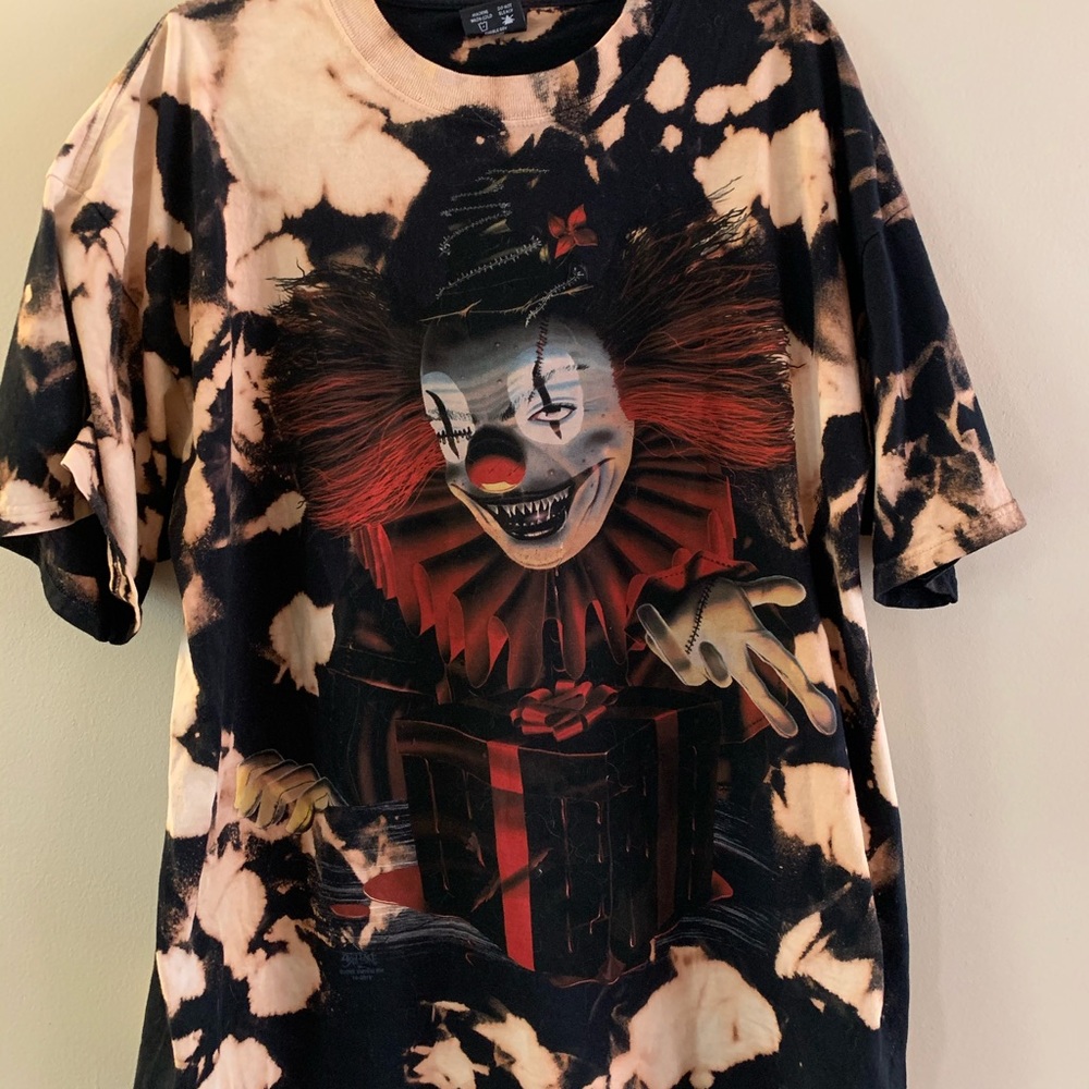 Customized reverse tie dye clown shirt